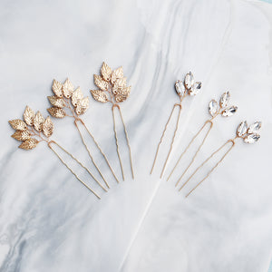 Miallo High Quality Trendy Elegant Rhinestone Hair pins (6pcs/pack) Alloy Leaves Wedding Party Hair Accessories For Girls HS-J5907