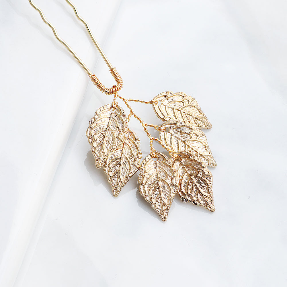 Miallo High Quality Trendy Elegant Rhinestone Hair pins (6pcs/pack) Alloy Leaves Wedding Party Hair Accessories For Girls HS-J5907