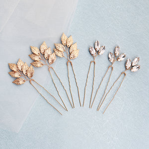 Miallo High Quality Trendy Elegant Rhinestone Hair pins (6pcs/pack) Alloy Leaves Wedding Party Hair Accessories For Girls HS-J5907