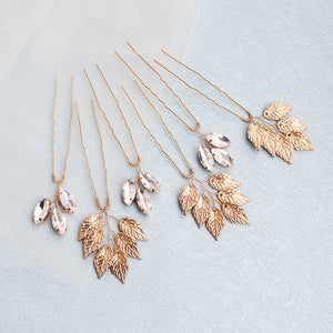Miallo High Quality Trendy Elegant Rhinestone Hair pins (6pcs/pack) Alloy Leaves Wedding Party Hair Accessories For Girls HS-J5907