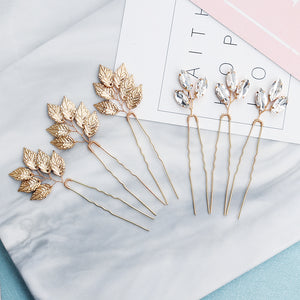 Miallo High Quality Trendy Elegant Rhinestone Hair pins (6pcs/pack) Alloy Leaves Wedding Party Hair Accessories For Girls HS-J5907