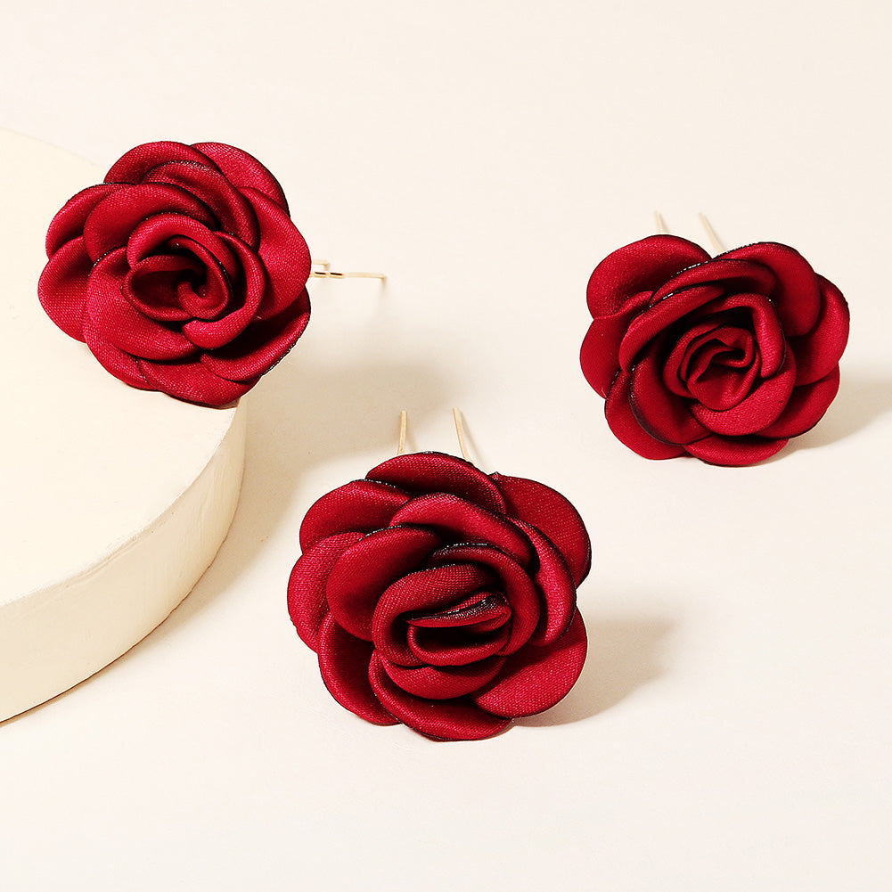 Miallo Exquisite Creative Handmade Fabric Rose Flower Hairpins (3 pcs/pack) Fashion Wedding Hair Accessories Jewelry for Brides HS-J6420&nbsp;