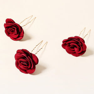 Miallo Exquisite Creative Handmade Fabric Rose Flower Hairpins (3 pcs/pack) Fashion Wedding Hair Accessories Jewelry for Brides HS-J6420&nbsp;