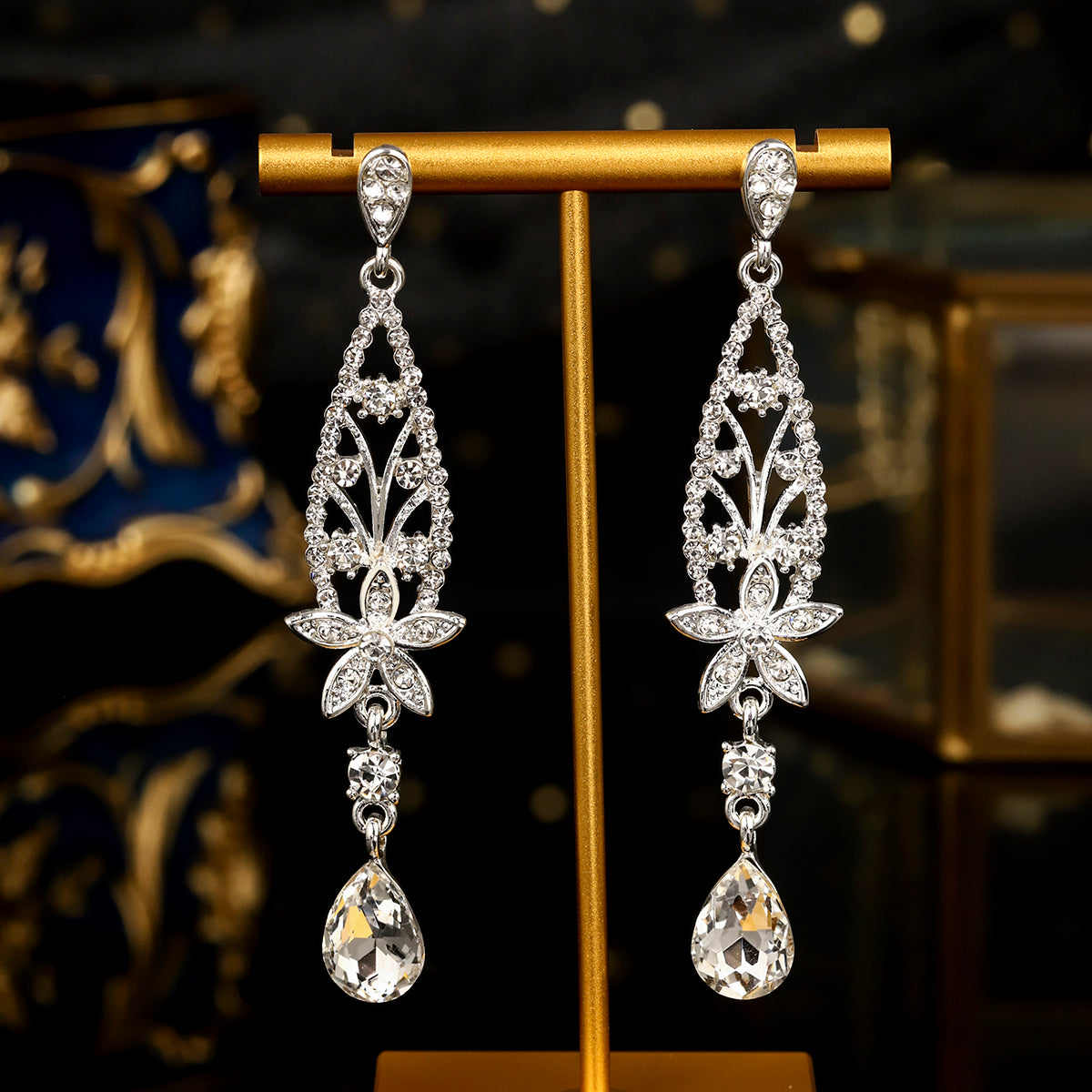 Miallo European and American New Light Luxury Earrings Rhinestone Embedded Flower Elegant Ear Jewelry ERS-J4305S