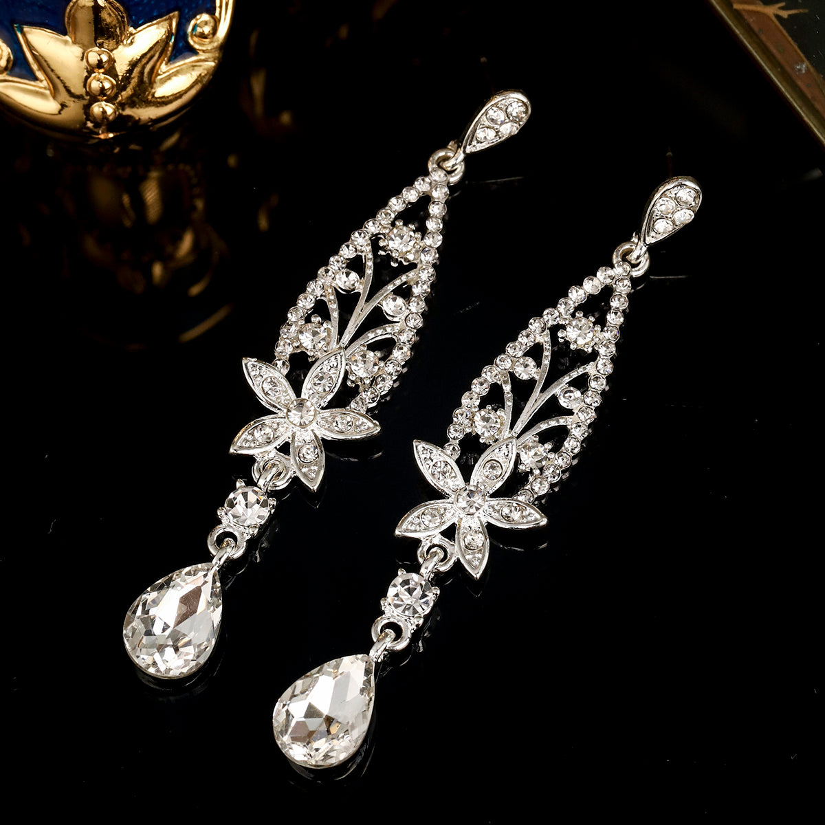 Miallo European and American New Light Luxury Earrings Rhinestone Embedded Flower Elegant Ear Jewelry ERS-J4305S