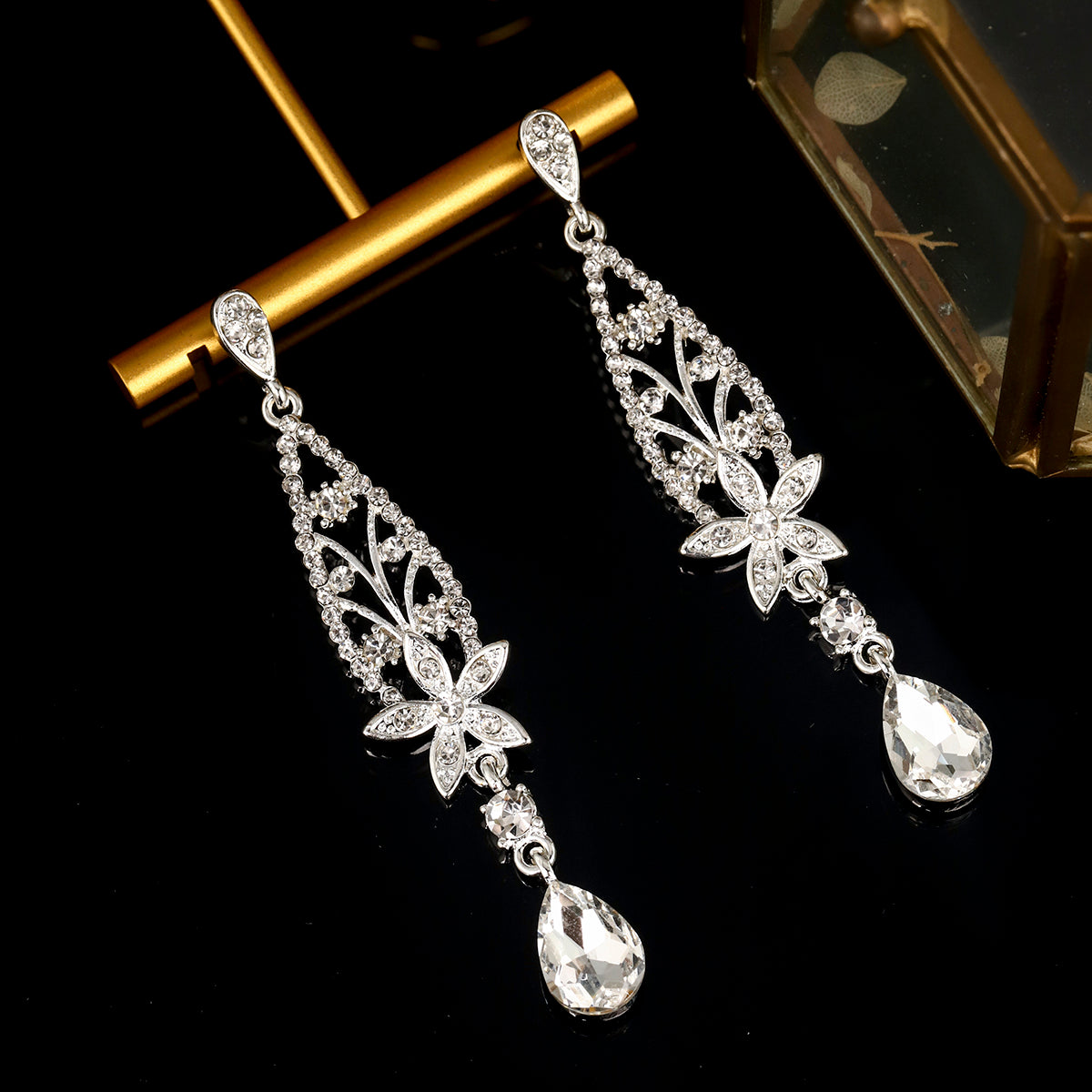 Miallo European and American New Light Luxury Earrings Rhinestone Embedded Flower Elegant Ear Jewelry ERS-J4305S