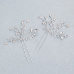 Load image into Gallery viewer, Miallo Fashion Elegant Rhinestone Leaf Hair Pins(2 pcs/pack) Simple Shiny Crystal Beads Bridal Wedding Hair Accessories HS-J4334
