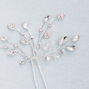 Miallo Fashion Elegant Rhinestone Leaf Hair Pins(2 pcs/pack) Simple Shiny Crystal Beads Bridal Wedding Hair Accessories HS-J4334