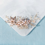 Load image into Gallery viewer, Miallo Gold Metal Flower With Rhinestones Leaves Crystal Floral Handmade Bridal Hair Clip Headpieces Hair Comb For Wedding HS-J6294
