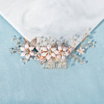 Load image into Gallery viewer, Miallo Gold Metal Flower With Rhinestones Leaves Crystal Floral Handmade Bridal Hair Clip Headpieces Hair Comb For Wedding HS-J6294
