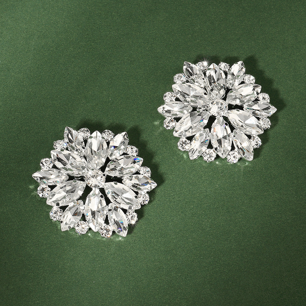 Miallo European American Bridal Wedding Shoe Buckles Marquise Glass Rhinestone Floral Shoe Clasps SC-J075