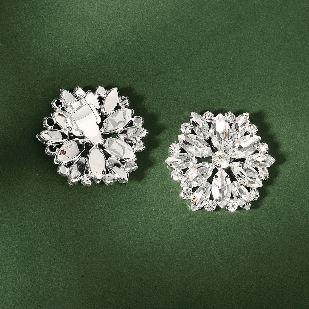 Miallo European American Bridal Wedding Shoe Buckles Marquise Glass Rhinestone Floral Shoe Clasps SC-J075