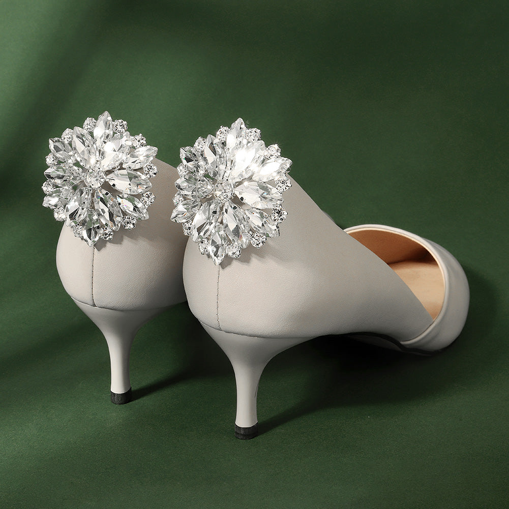 Miallo European American Bridal Wedding Shoe Buckles Marquise Glass Rhinestone Floral Shoe Clasps SC-J075