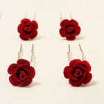 Load image into Gallery viewer, Miallo Red Fabric Rose Flower Hair Pins 12pcs/pack Simple Versatile Hair Accessories HS-J6516RED
