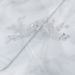 Load image into Gallery viewer, Miallo Fashion Elegant Rhinestone Leaf Hair Pins(2 pcs/pack) Simple Shiny Crystal Beads Bridal Wedding Hair Accessories HS-J4334
