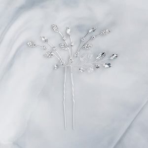 Miallo Fashion Elegant Rhinestone Leaf Hair Pins(2 pcs/pack) Simple Shiny Crystal Beads Bridal Wedding Hair Accessories HS-J4334