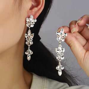 Miallo Fashion Simple Rhinestone Alloy Drop Earrings Bridal Ear Jewelry for Bride Wedding Party Banquet Accessories ERS-J4303S