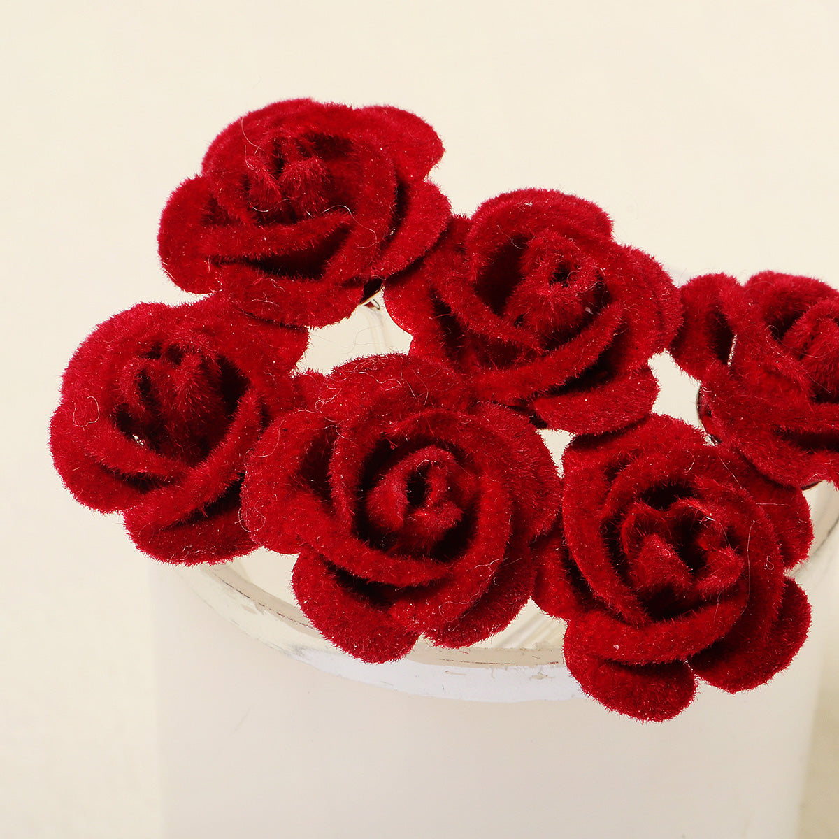 Miallo Red Fabric Rose Flower Hair Pins 12pcs/pack Simple Versatile Hair Accessories HS-J6516RED