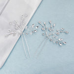 Load image into Gallery viewer, Miallo Fashion Elegant Rhinestone Leaf Hair Pins(2 pcs/pack) Simple Shiny Crystal Beads Bridal Wedding Hair Accessories HS-J4334
