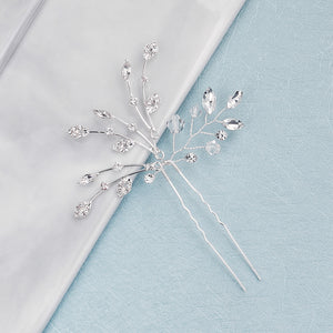 Miallo Fashion Elegant Rhinestone Leaf Hair Pins(2 pcs/pack) Simple Shiny Crystal Beads Bridal Wedding Hair Accessories HS-J4334