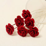 Load image into Gallery viewer, Miallo Red Fabric Rose Flower Hair Pins 12pcs/pack Simple Versatile Hair Accessories HS-J6516RED
