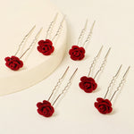 Load image into Gallery viewer, Miallo Red Fabric Rose Flower Hair Pins 12pcs/pack Simple Versatile Hair Accessories HS-J6516RED
