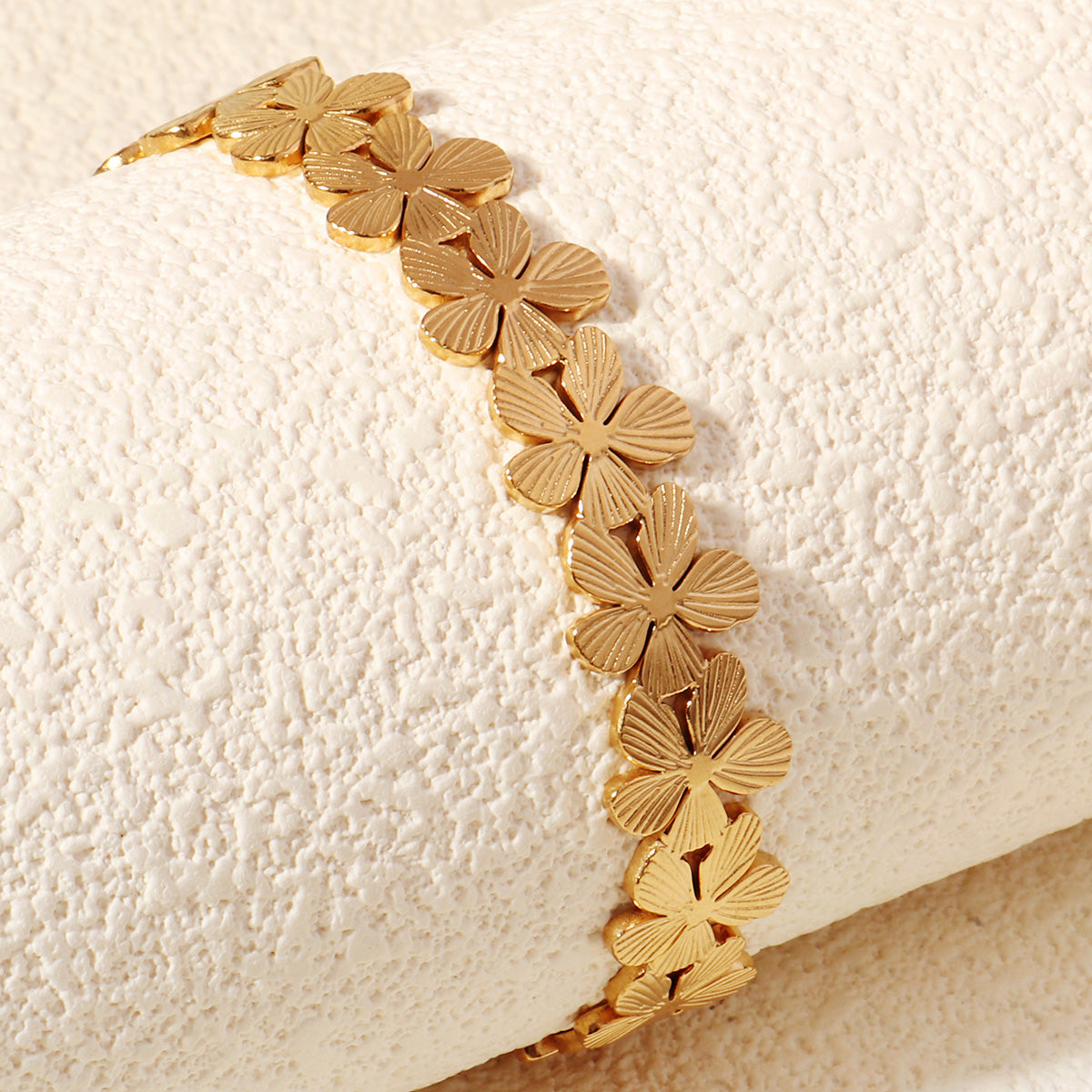 Miallo New Arrival 18K Gold Plated Flower Irregular Cuff Bangles Stainless Steel Jewelry For Women BS-J5569G