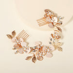 Load image into Gallery viewer, Miallo Luxury Pearl Double Hair Comb Women Metal Gold Leaf Rhinestone Wedding Bridal Hair Headpiece HS-J6311
