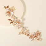 Load image into Gallery viewer, Miallo Luxury Pearl Double Hair Comb Women Metal Gold Leaf Rhinestone Wedding Bridal Hair Headpiece HS-J6311
