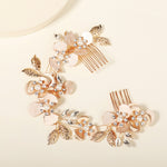 Load image into Gallery viewer, Miallo Luxury Pearl Double Hair Comb Women Metal Gold Leaf Rhinestone Wedding Bridal Hair Headpiece HS-J6311
