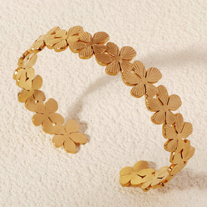 Miallo New Arrival 18K Gold Plated Flower Irregular Cuff Bangles Stainless Steel Jewelry For Women BS-J5569G