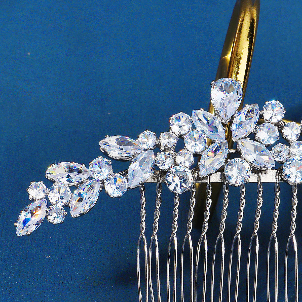 Miallo Silver Zircon Wedding Side Hair Combs Fashion Flower Hair Accessories for Bridal HS-J6664S