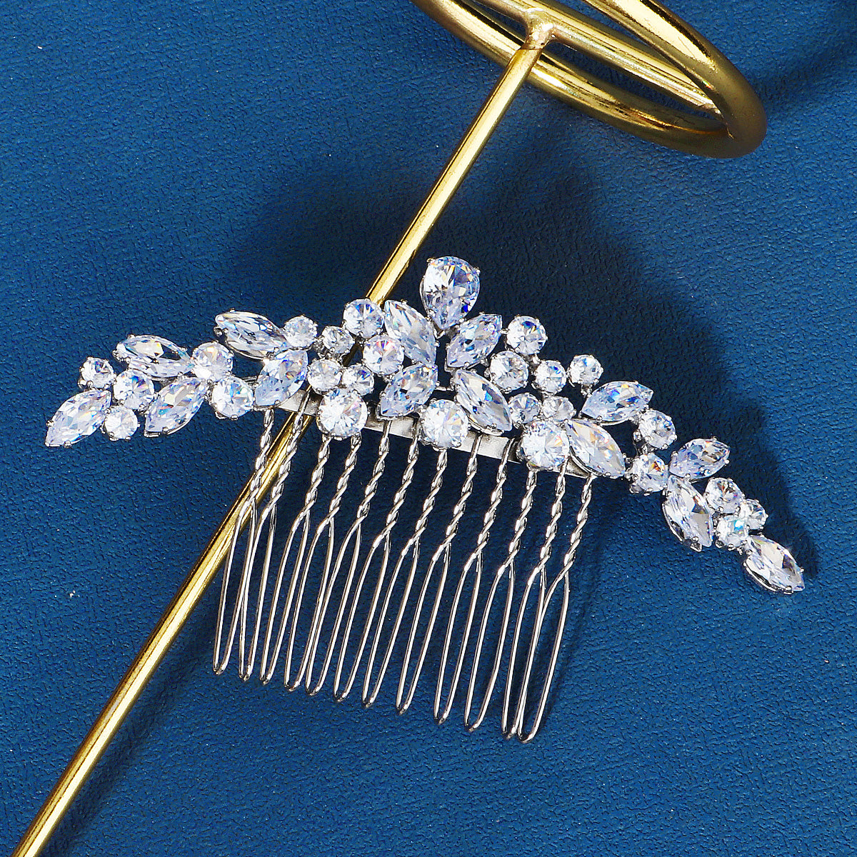 Miallo Silver Zircon Wedding Side Hair Combs Fashion Flower Hair Accessories for Bridal HS-J6664S