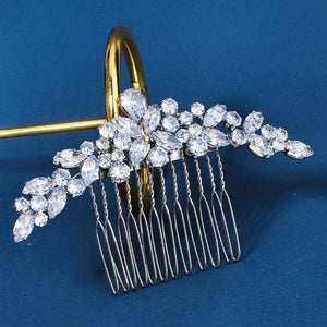 Miallo Silver Zircon Wedding Side Hair Combs Fashion Flower Hair Accessories for Bridal HS-J6664S