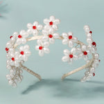 Load image into Gallery viewer, Miallo Exquisite Red Crystal Imitation Pearl Flower Hair Jewelry Fashion Bride Wedding Head Accessories For Girls Birthday Gift TS-J3356
