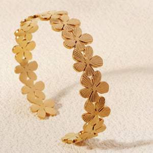 Miallo New Arrival 18K Gold Plated Flower Irregular Cuff Bangles Stainless Steel Jewelry For Women BS-J5569G