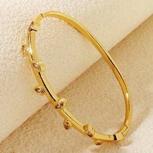 Miallo Minimalist Stylish Copper Inlaid With Cubic Zircon Bangle Shiny Wedding Bride Bracelet For Women BS-J5548G