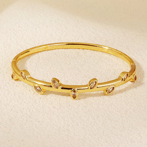 Miallo Minimalist Stylish Copper Inlaid With Cubic Zircon Bangle Shiny Wedding Bride Bracelet For Women BS-J5548G