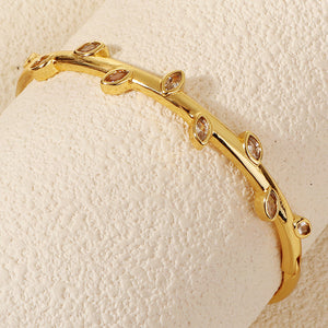 Miallo Minimalist Stylish Copper Inlaid With Cubic Zircon Bangle Shiny Wedding Bride Bracelet For Women BS-J5548G