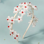 Load image into Gallery viewer, Miallo Exquisite Red Crystal Imitation Pearl Flower Hair Jewelry Fashion Bride Wedding Head Accessories For Girls Birthday Gift TS-J3356
