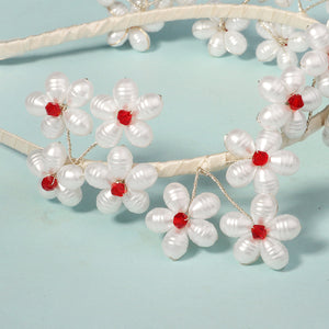 Miallo Exquisite Red Crystal Imitation Pearl Flower Hair Jewelry Fashion Bride Wedding Head Accessories For Girls Birthday Gift TS-J3356