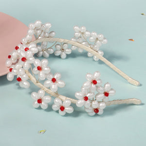 Miallo Exquisite Red Crystal Imitation Pearl Flower Hair Jewelry Fashion Bride Wedding Head Accessories For Girls Birthday Gift TS-J3356