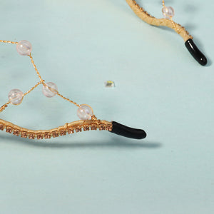 Miallo Fashion Handmade Netted Hairband Gold Crystal Beaded Rhinestone Bride Wedding Hair Accessories for Women and Girls TS-J3359