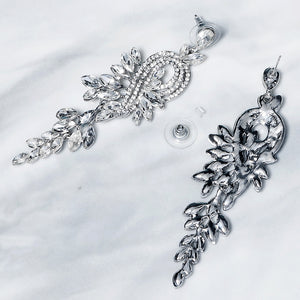 Miallo New Stylish Bohemia Silver Color Crystal Alloy Long Luxury Women Drop Earrings Wedding Bride Bridesmaids Dangle Earrings ERS-J4097S