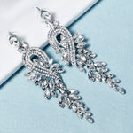 Load image into Gallery viewer, Miallo New Stylish Bohemia Silver Color Crystal Alloy Long Luxury Women Drop Earrings Wedding Bride Bridesmaids Dangle Earrings ERS-J4097S
