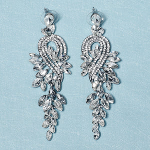 Miallo New Stylish Bohemia Silver Color Crystal Alloy Long Luxury Women Drop Earrings Wedding Bride Bridesmaids Dangle Earrings ERS-J4097S