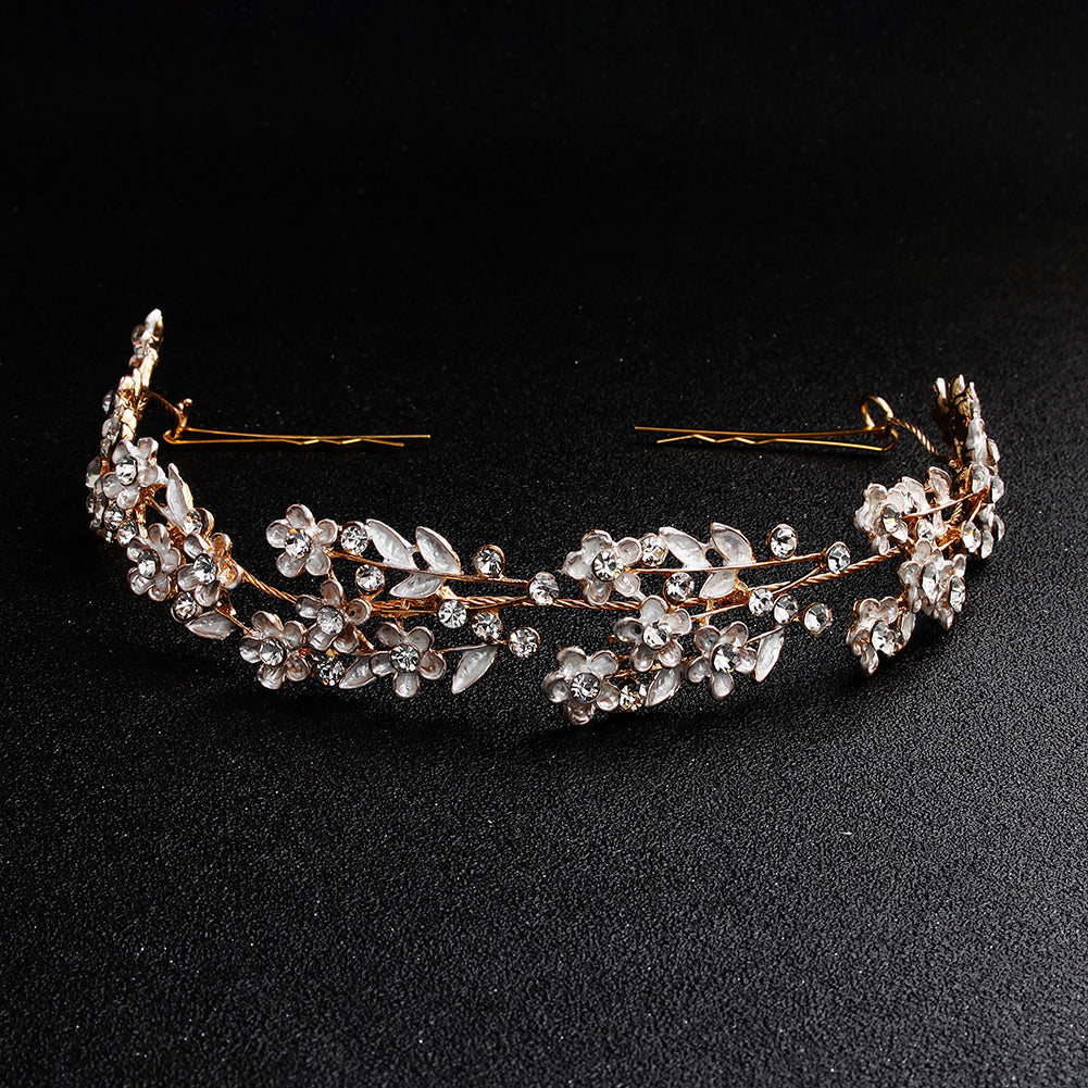 Miallo Delicate Luxury Alloy Flower Embedded With rhinestone Hairband Women Bridal Wedding Hair Accessories HS-J5487