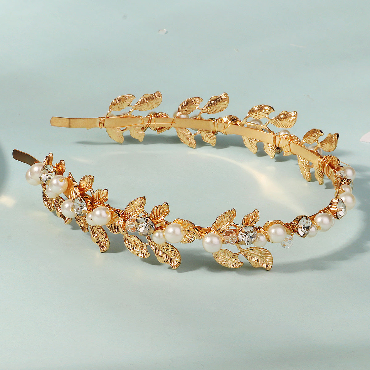 Miallo Exquisite Shiny Alloy Leaves Bride Wedding Hairband Rhinestone Crystal Pearl Hair Accessories For Girls Birthday Gift TS-J3380G
