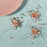 Load image into Gallery viewer, Miallo Elegant Pink RoseU Shaped Hairpins (3pcs/pack) Handmade Femo Flower Hair Accessories Wedding Bridal For Girls Birthday Gift HS-J6995SPINK
