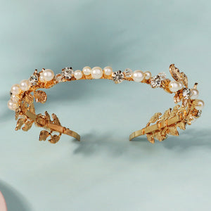 Miallo Exquisite Shiny Alloy Leaves Bride Wedding Hairband Rhinestone Crystal Pearl Hair Accessories For Girls Birthday Gift TS-J3380G